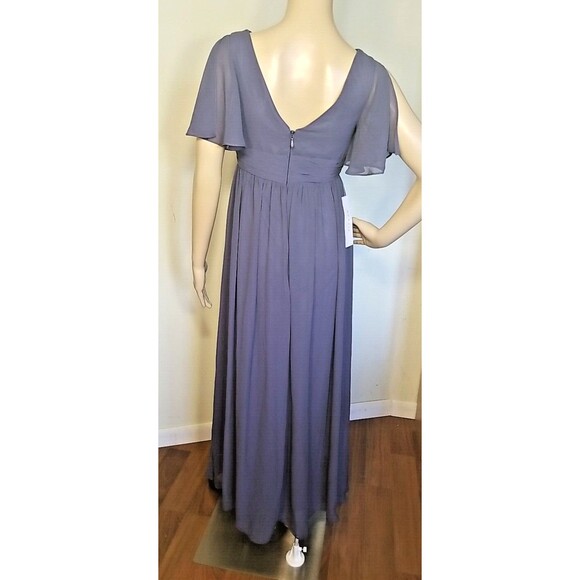 Azazie Juniors 14 Temeka A Lined Ruched Chiffon Dress Color Stormy Prom Wedding - Picture 3 of 13